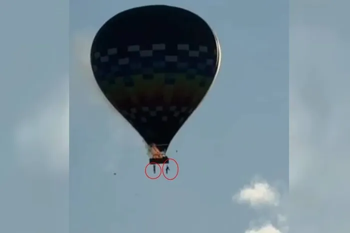 Balão começou a pegar fogo ainda no ar