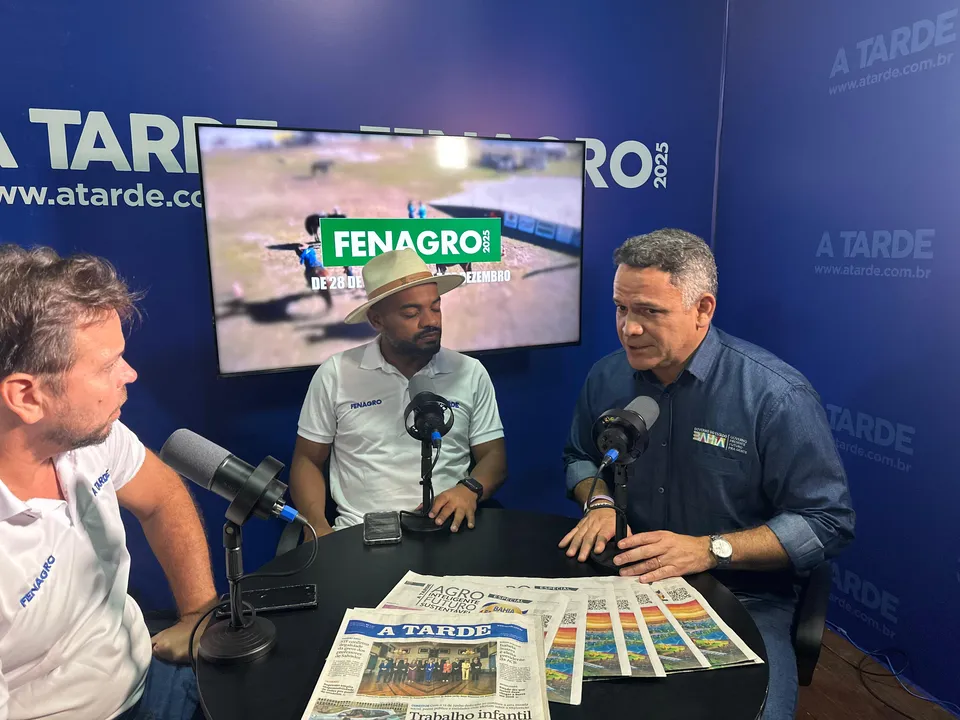 Secretário Pablo Barrozo visita estúdio do Grupo A TARDE na Bahia Farm Show