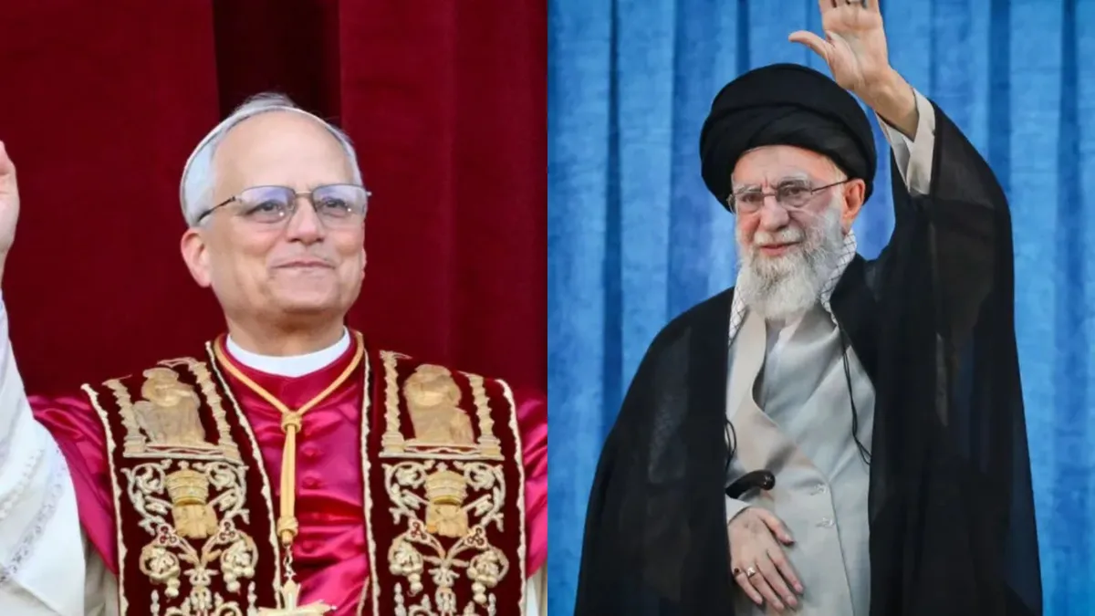 Papa Leão XIV e o Ali Khamenei, líder supremo do Irã