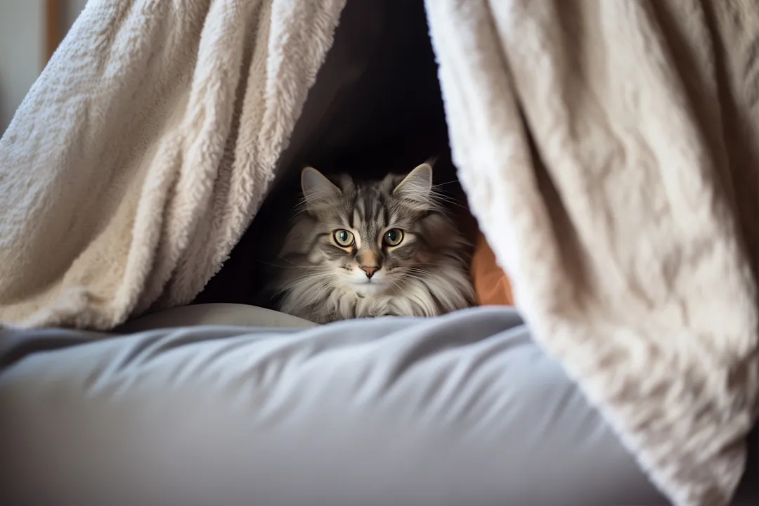 Gato em um ambiente confortável e seguro em casa (ilustração)