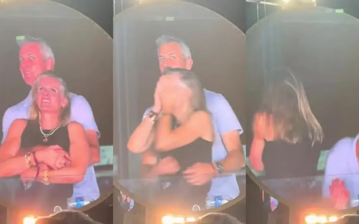 O casal estava em clima de romnace durante a filmagem
