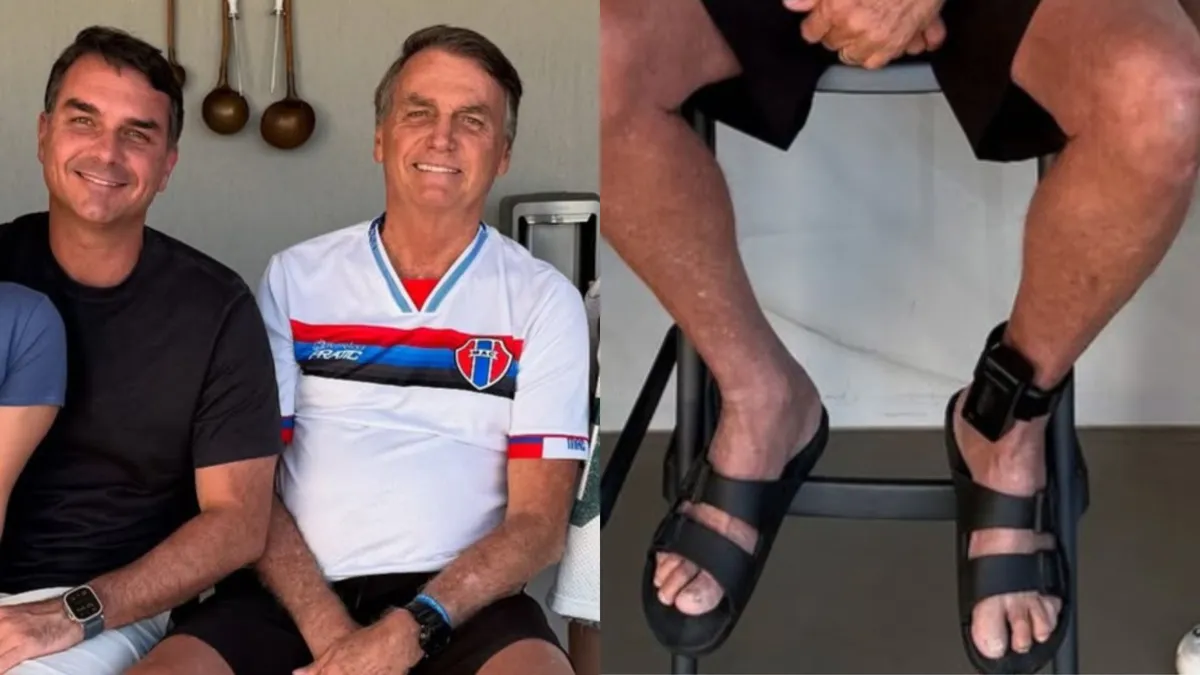 Bolsonaro ao lado do filho Flávio Bolsonaro