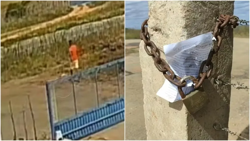 Homem foi flagrado pelas câmeras de segurança da empresa deixado o bilhete