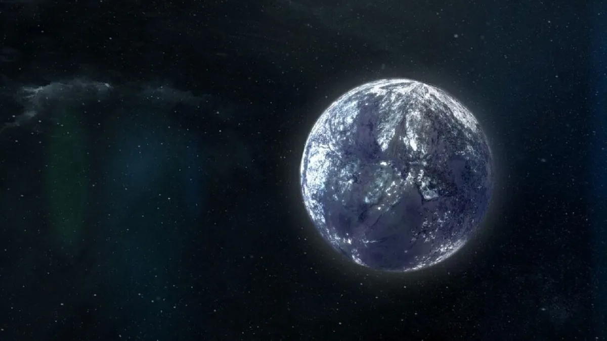 Ilustração da NASA de 2024 mostra um planeta rebelde com massa terrestre e incrustado de gelo vagando sozinho pelo espaço
