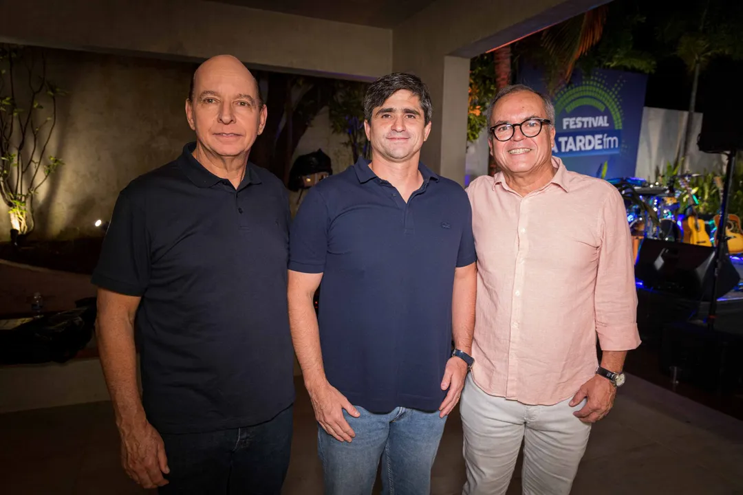 Luciano Neves, João de Mello Leitão e Eduardo Dute celebraram o lançamento do Festival A TARDE FM