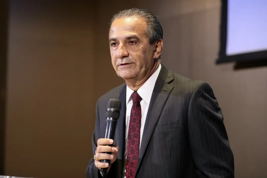 O pastor Silas Malafaia fala durante almoço de Encontro do Conselho Interdenominacional de Ministros Evangélicos do Brasil.