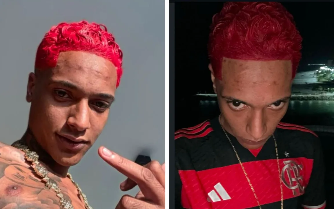 O rapper estava com o cabelo vermelho