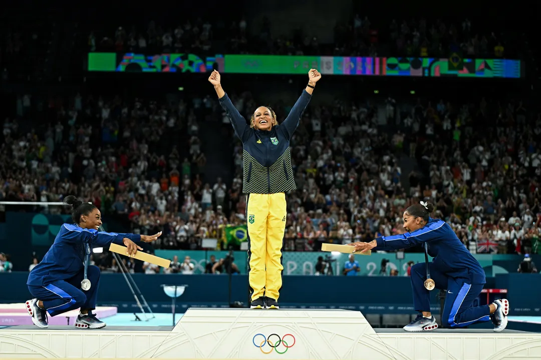 Rebeca Andrade conquistou o ouro no solo nas Olimpíadas de 2024