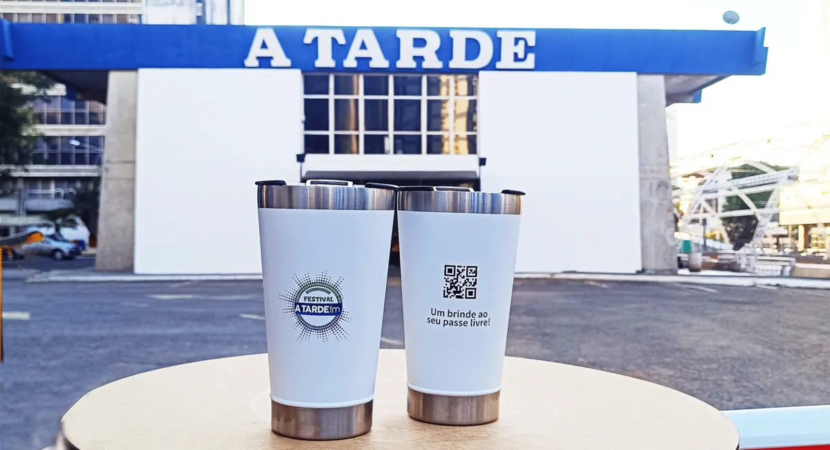 Copo térmico faz parte da experiência VIP da Arena A TARDE