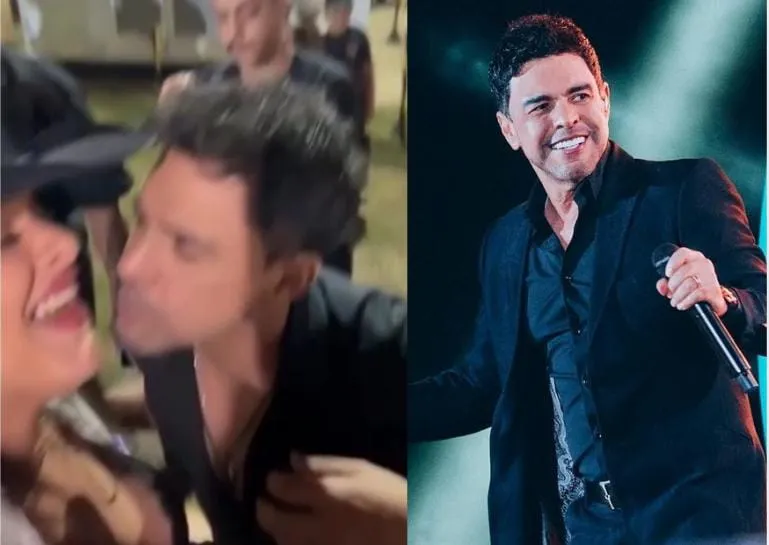 Zezé di Camargo quase beija fã em show
