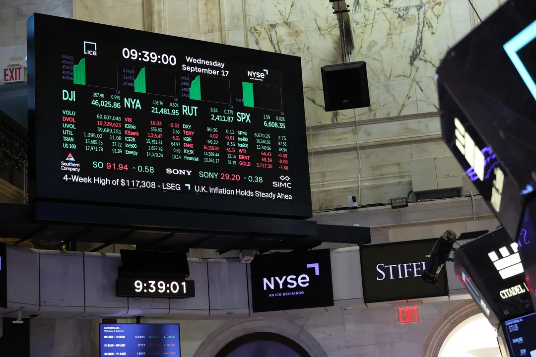 Os números do mercado de ações são exibidos na Bolsa de Valores de Nova York