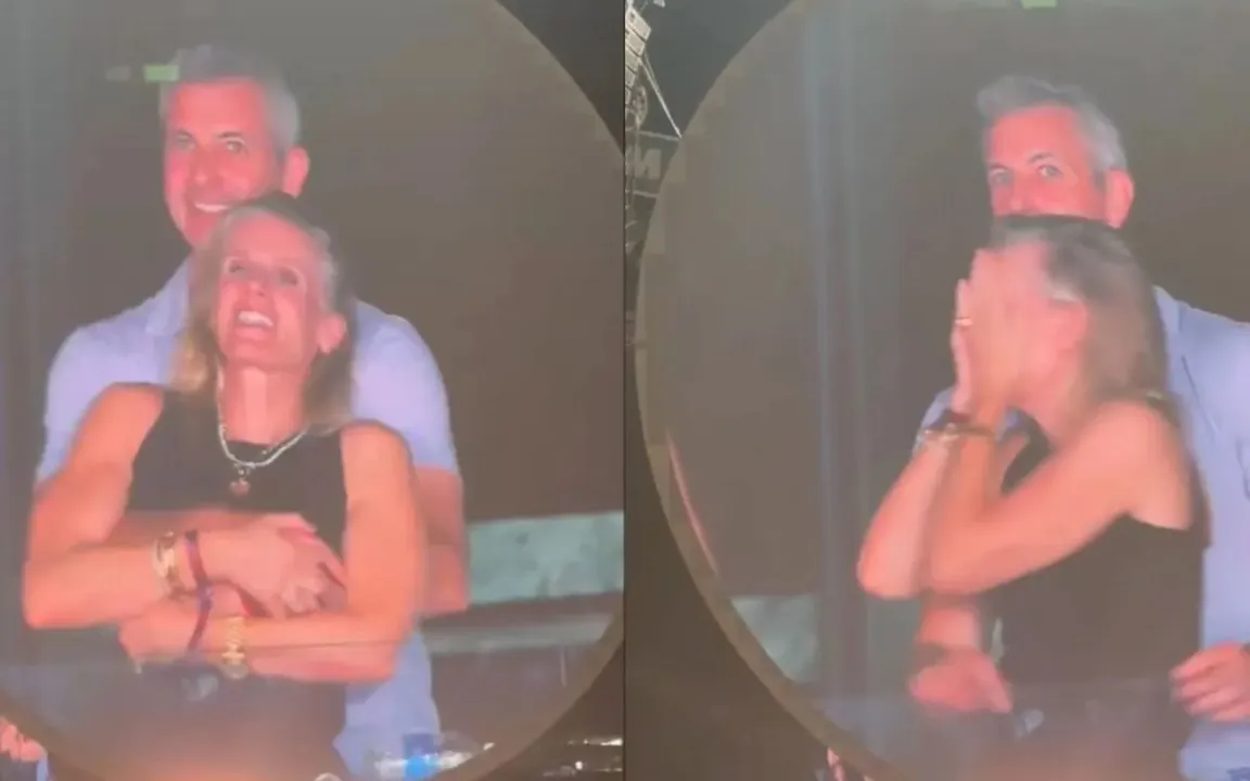 O casal foi flagrado durante o show