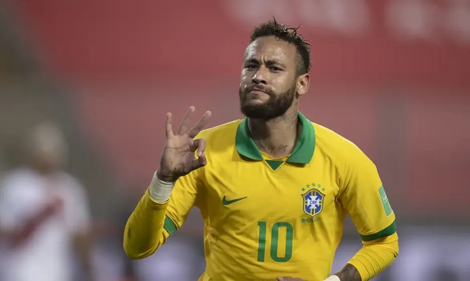 Atacante Neymar Jr atuando pela Seleção Brasileira