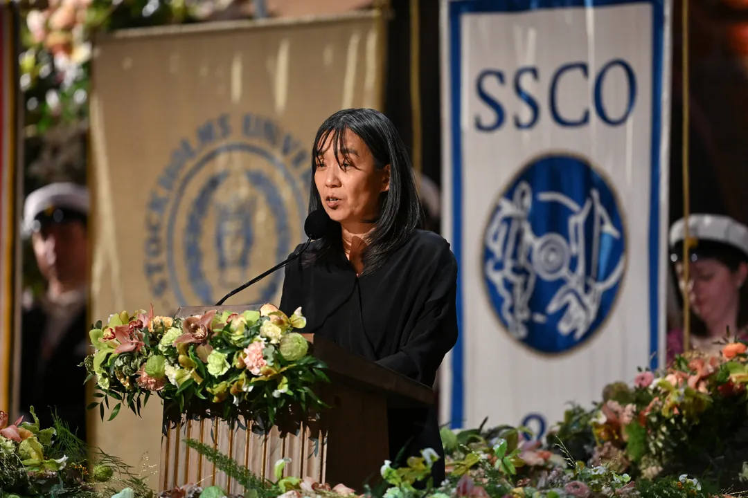 Escritora sul-coreana Han Kang no banquete do Nobel em Estocolmo, em 2024