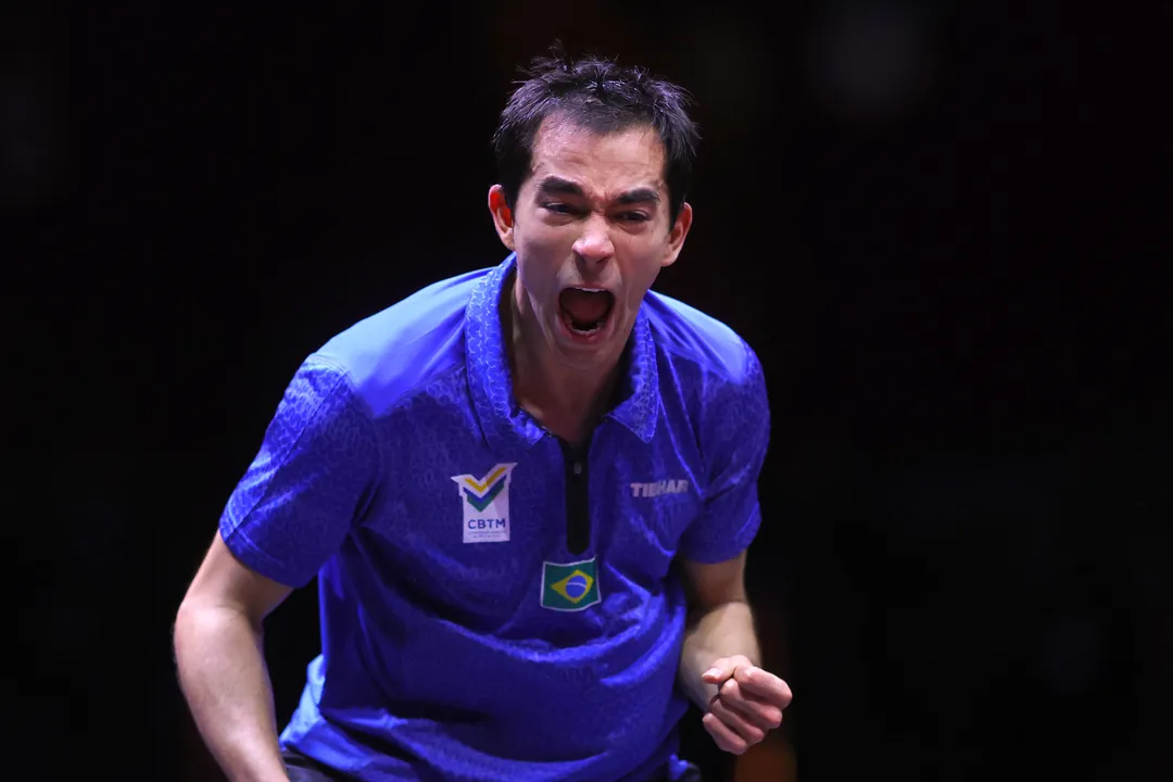Hugo Calderano na final do WTT Champions