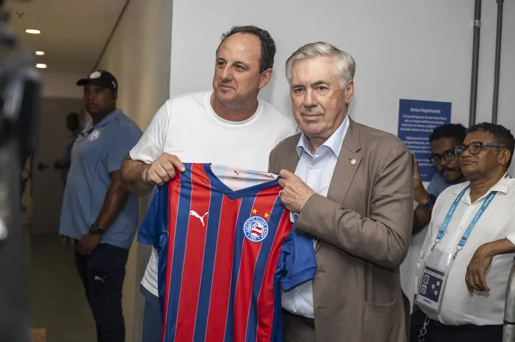 Rogério Ceni e Carlo Ancelotti na Fonte Nova, antes de Bahia x Santos