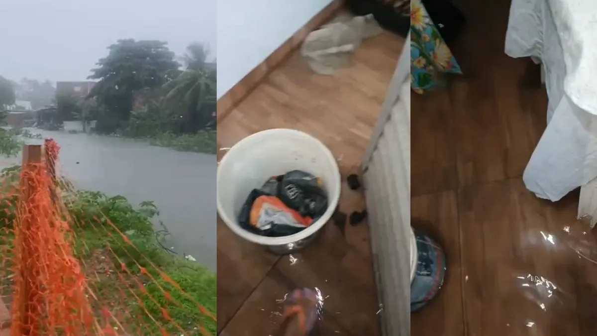 Várias casas ficaram alagadas em Lauro de Freitas