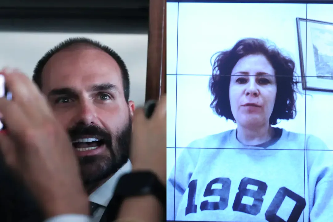 Mesmo longe da Câmara, Eduardo Bolsonaro e Carla Zambelli mantém gabinetes ativos na Casa