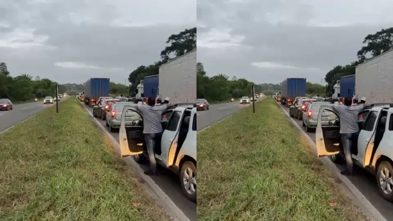 Imagem ilustrativa da imagem Caminhão tombado deixa trânsito travado na BR-324 sentido Salvador