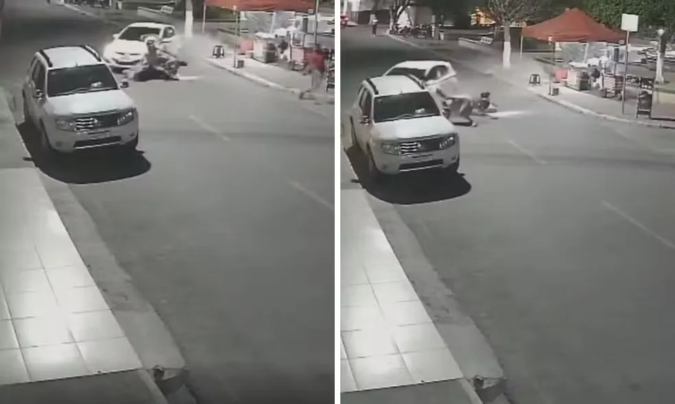 O carro ainda colidiu com outro veículo que trafegava pela rua antes de fugir do local