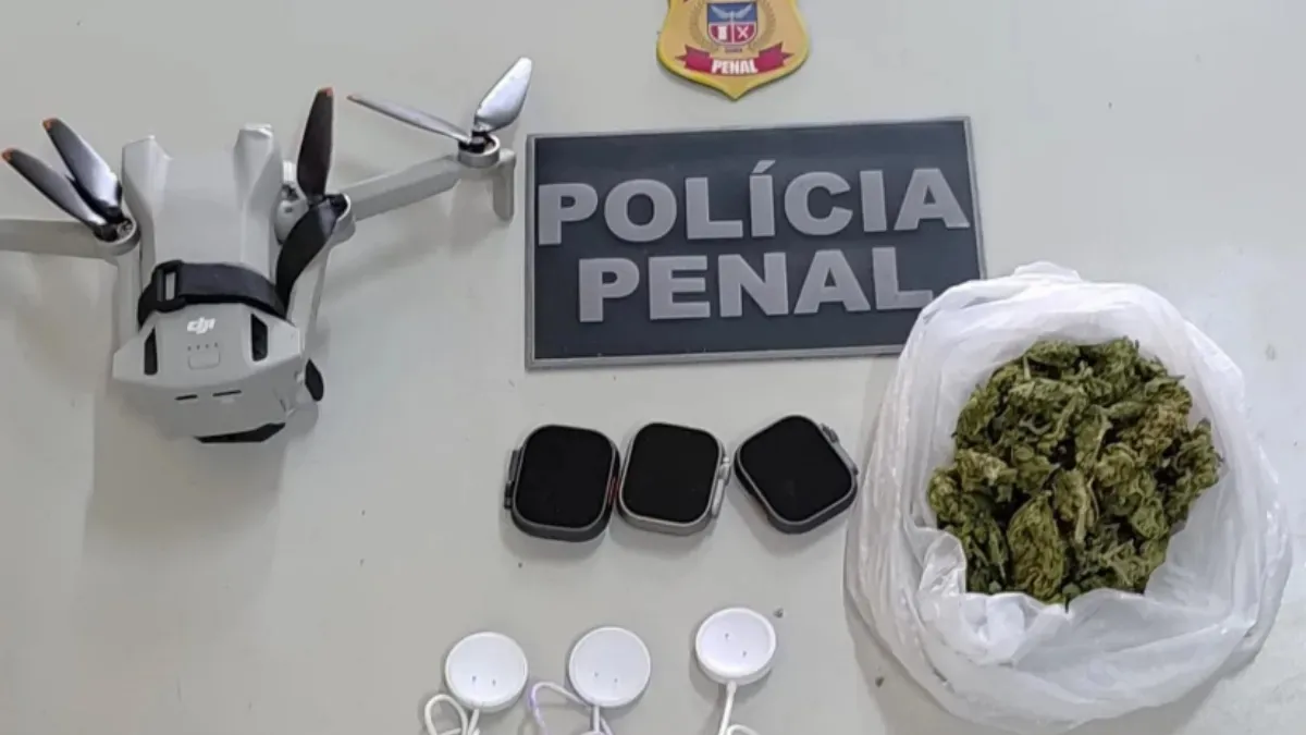Polícia Penal interceptou um drone carregado com materiais ilícitos