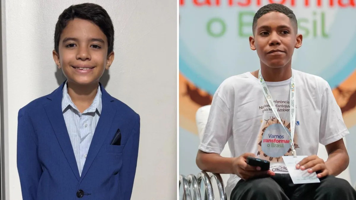 Da esquerda para a direita - Estudante Estevão Souza e Luan Correia