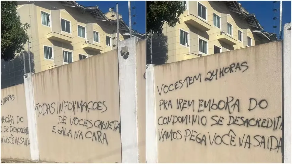 Pichações foram feitas no muro do condomínio