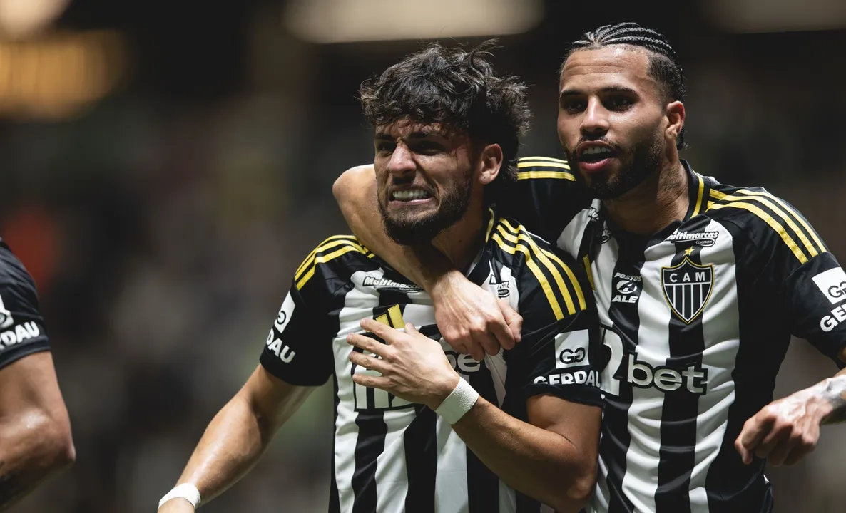 Biel comemorando gol pelo Atlético-MG