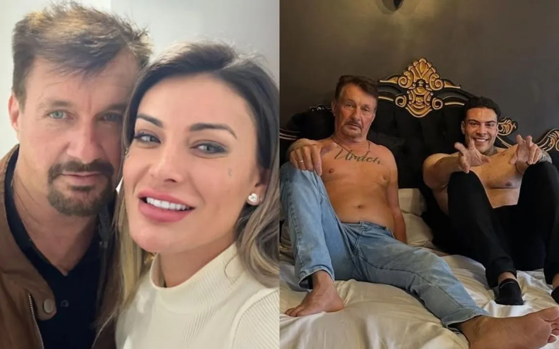 Carlos Urcah ao lado de Andressa e do ator Rafa Marttinz