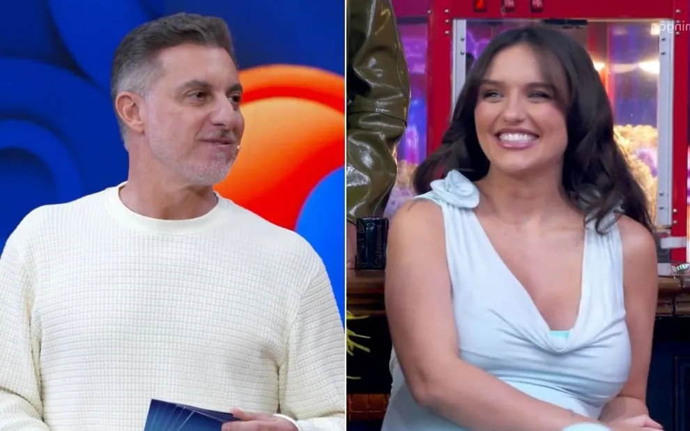 Rafa Kalimann e Luciano Huck no Domingão