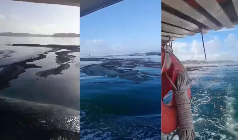 Pescadores avistam mancha escura no mar da Baía-de-Todos-os-Santos