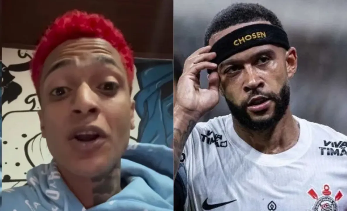 Rapper Oruam e Memphis Depay, jogador do Corinthians