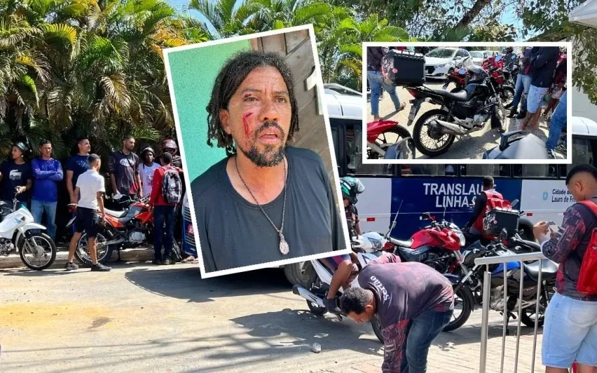 Imagens mostram vítima com ferimento no rosto e sangrando após agressão