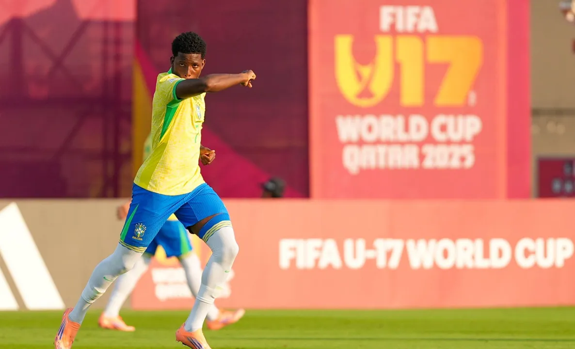 Ruan Pablo, atacante do Bahia em campo pela Seleção Brasileira