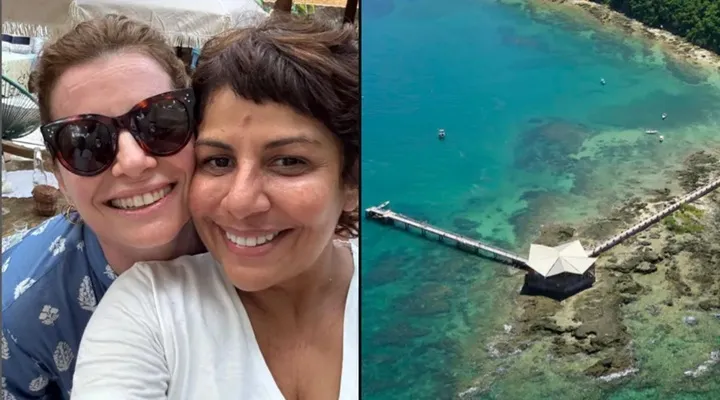 Atriz curtindo a Ilha dos Frades em Salvador