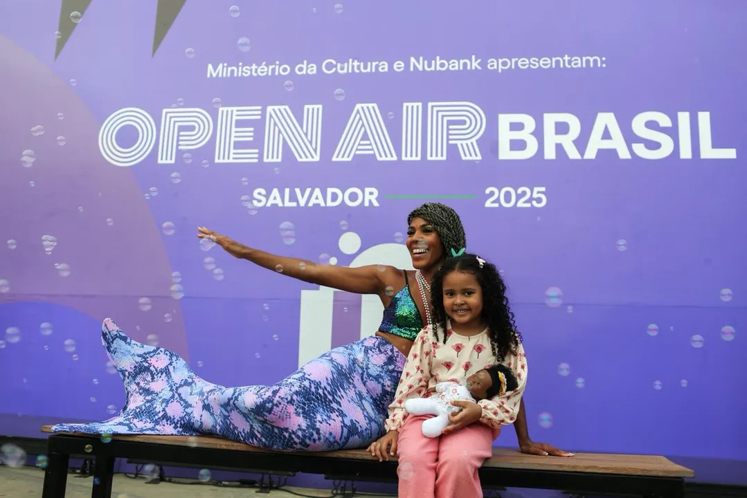 Ação recreativa para crianças durante o Open Air Brasil
