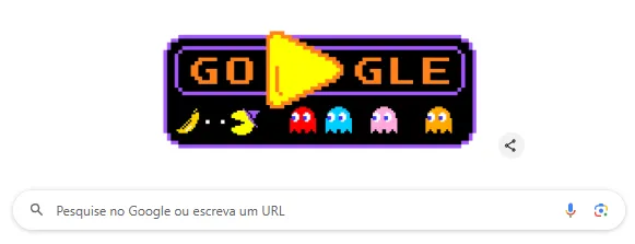 Pac-Man na tela principal do Google