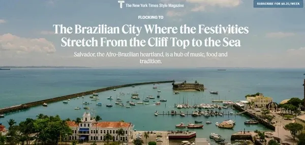 Para o New York Times, Salvador é mais do que um destino turístico