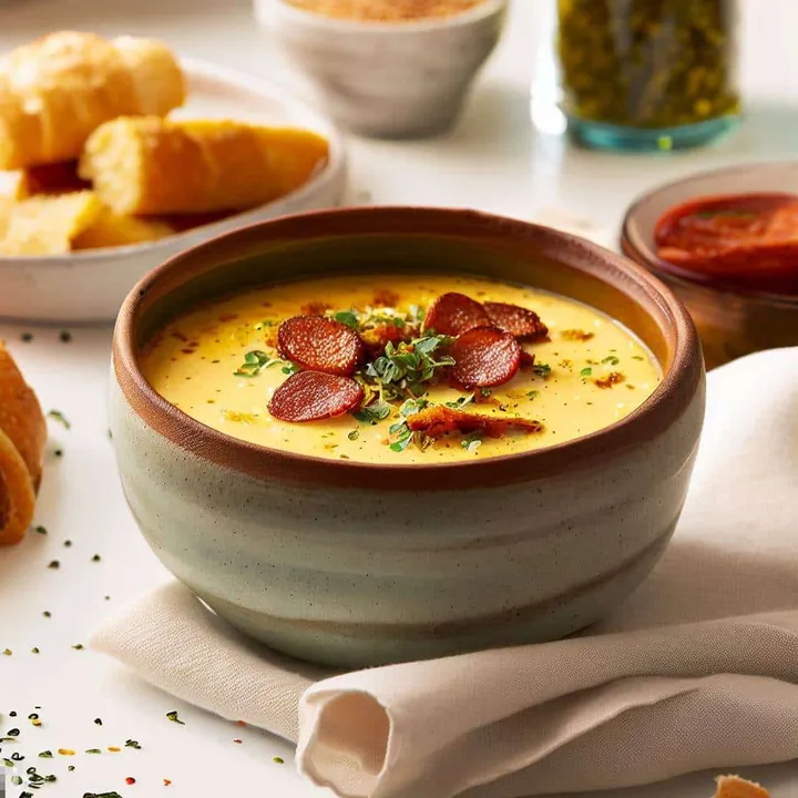 Caldo de mandioquinha com linguiça defumada