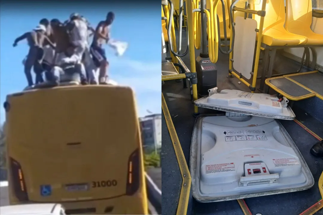 Imagem ilustrativa da imagem Torcedores do Bahia 'surfam' em ônibus e prefeitura promete resposta dura