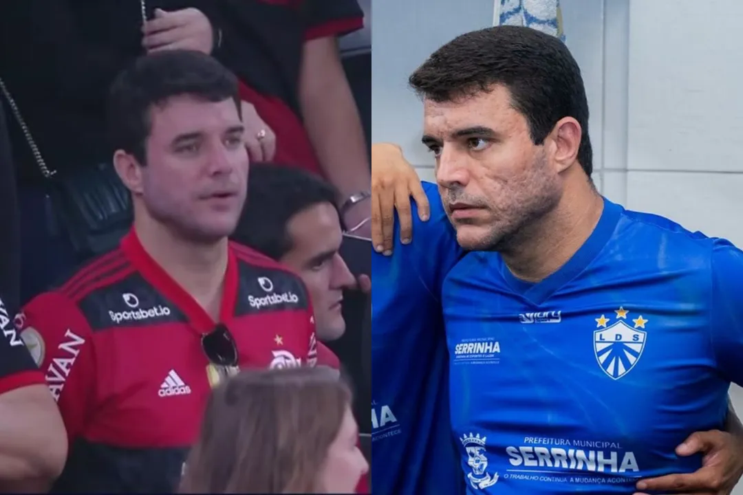 Prefeito Cyro Novais (MDB) - à esq. -esteve em Doha, no Catar, acompanhando a final entre PSG x Flamengo