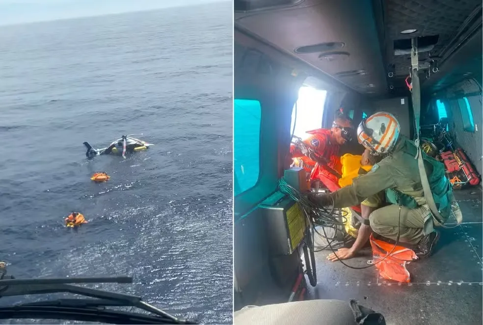 Oito pessoas estavam a bordo e foram resgatadas pela Marinha do Brasil