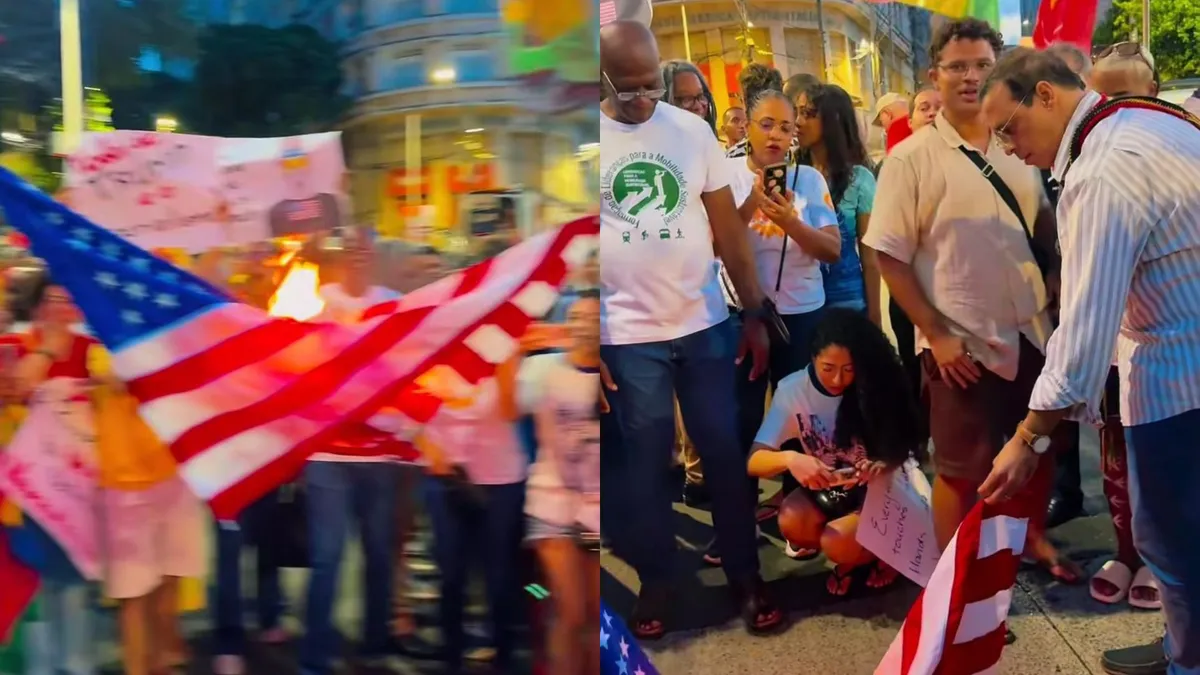 Hilton Ceolho durante ato no centro de Salvador