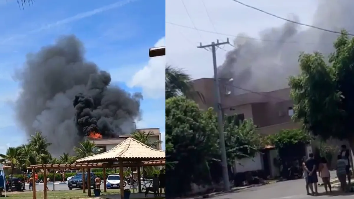 As chamas foram uma espessa coluna de fumaça