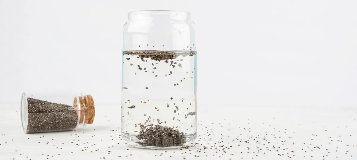 Mistura de água com semente de chia