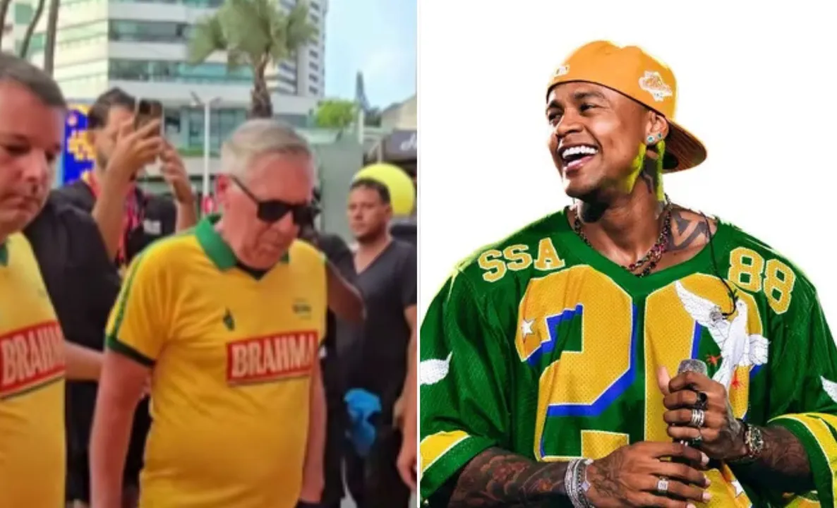 Carlo Ancelotti, técnico da Seleção Brasileira, e Léo Santana