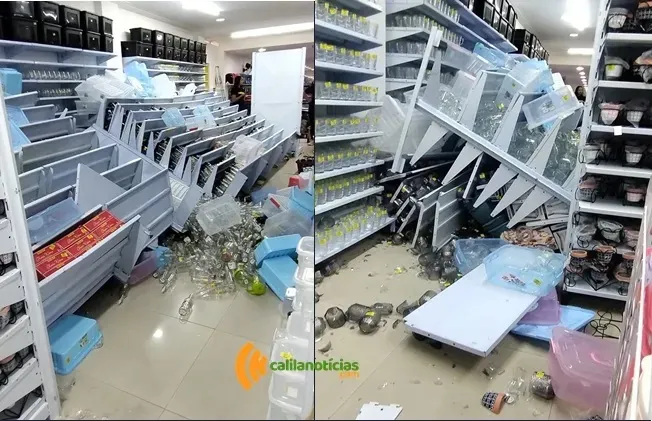 Mulher, de 26 anos, ficou presa embaixo das prateleiras