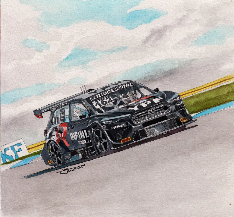 Arte de Marcus Barbosa em carro de velocidade