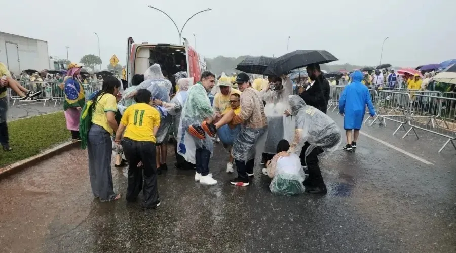 Momento em que raio atinge manifestantes