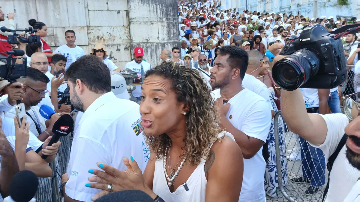 Imagem ilustrativa da imagem Lavagem do Bonfim: Anielle Franco exalta resistência negra em Salvador